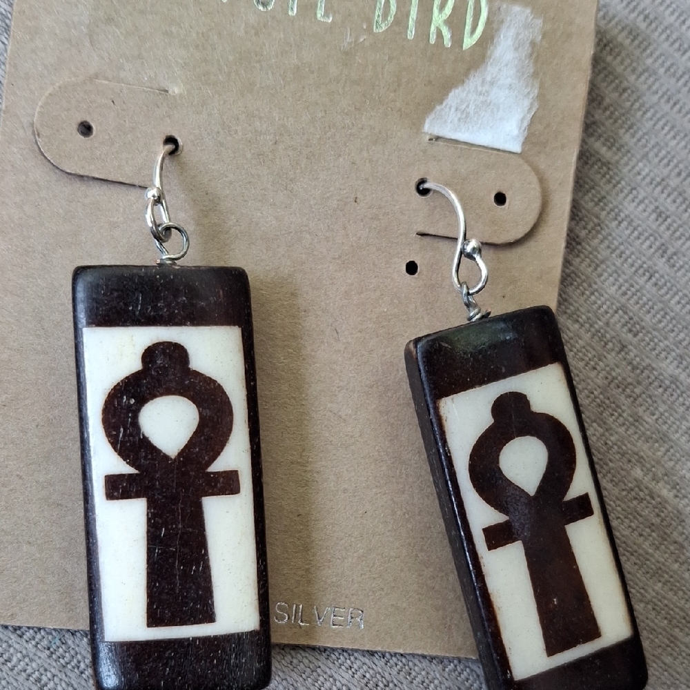 Elegant Ankh Black and White Earrings